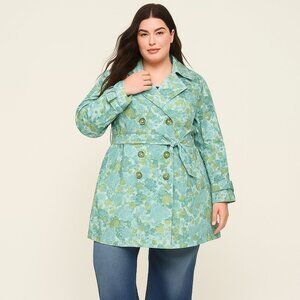 Lane Bryant Lightweight Vintage Floral Button-Up Trench Coat – Size 22/24